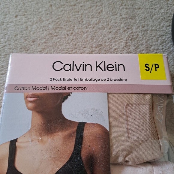 Calvin Klein 2 Pack Bralette Cotton Modal Pink Tan Size Small Bras - Picture 10 of 16